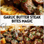 Garlic butter steak bites served with artisan sourdough bread, a hearty Fool Proof Sourdough Dinner Recipe.